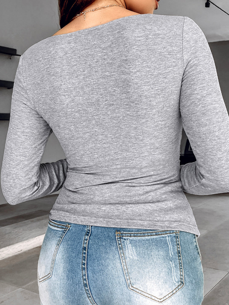 T-shirts unis à col rond et soutien-gorge intégré