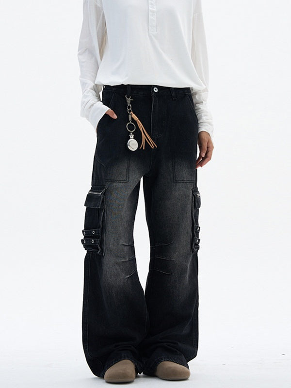 Multiple Pockets Denim Vibe Function Cargo Trousers