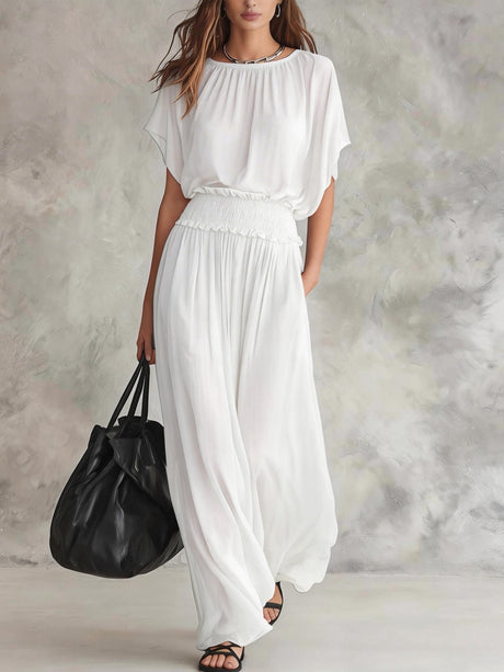 Waist-cinching Solid Color Maxi Dresses