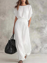 Waist-cinching Solid Color Maxi Dresses