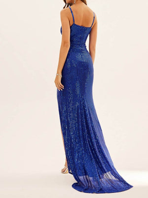Sequins Slit Maxi Dresses