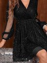 Mesh Glitter V-neck Black Formal Dress Perspective Mini&Short Dresses