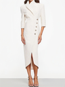 Mid-length Sleeves Slim Fit Suit Trench Coat Slanted Opening Coat Midi Dresses