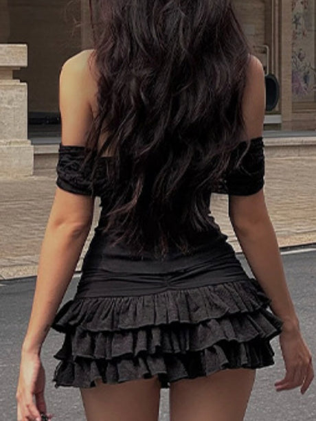 Ruffle Off-shoulder Strapless Top Skirts 2-piece Sets