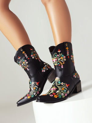 Vintage Western Cowboy Floral Embroidered Women's Boots