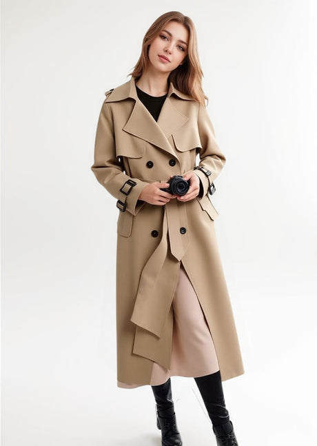 Belt Buttons Long Trench Coats