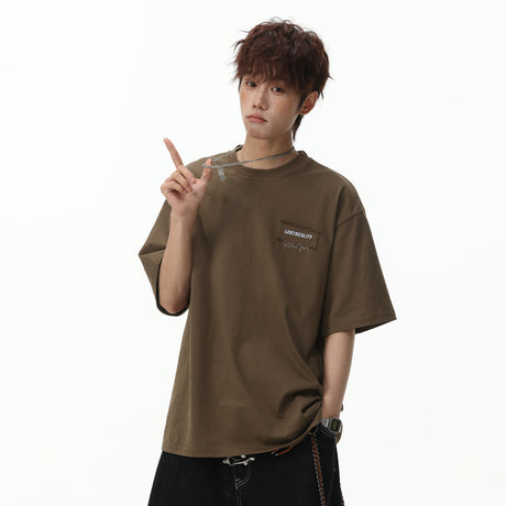 Color-blocked Letter Applique Loose-fit T-shirts