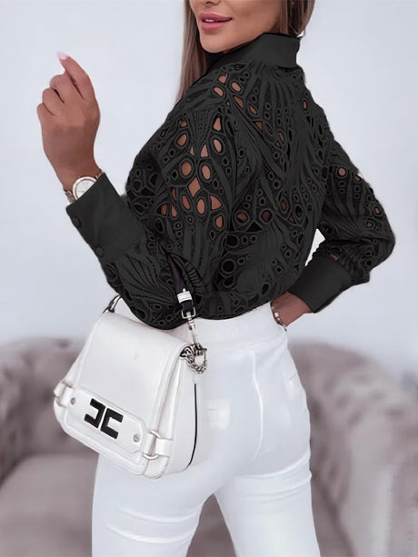 Lace Openwork Long-sleeved Shirt