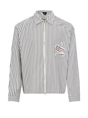Cleanfit Lapel Stripes Printed Zipper Long-sleeved Shirt