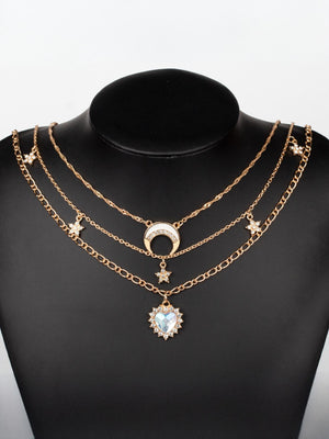 Multi-Heart Moon Alloy Necklace