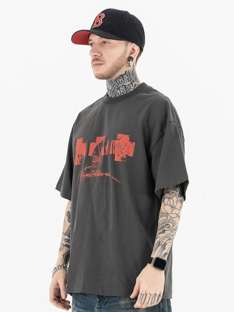Liber Summer Men's Printed Letter T-shirts