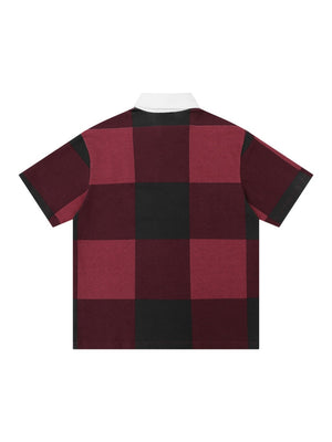 Plaid Ins Hip Hop Color-blocked POLO Shirt