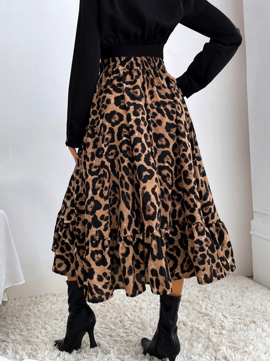 Leopard Splicing Skirts