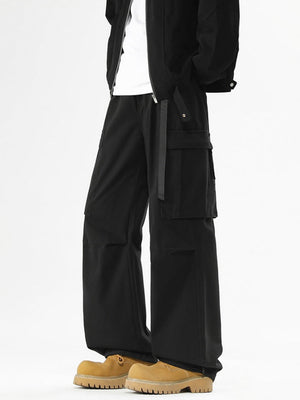 Washing Pleats Drawstring Two-way Loose Cargo Trousers