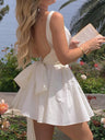 Bow Backless Strappy Mini&Short Dresses
