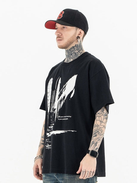 Liber Summer Men's Printed Letter T-shirts