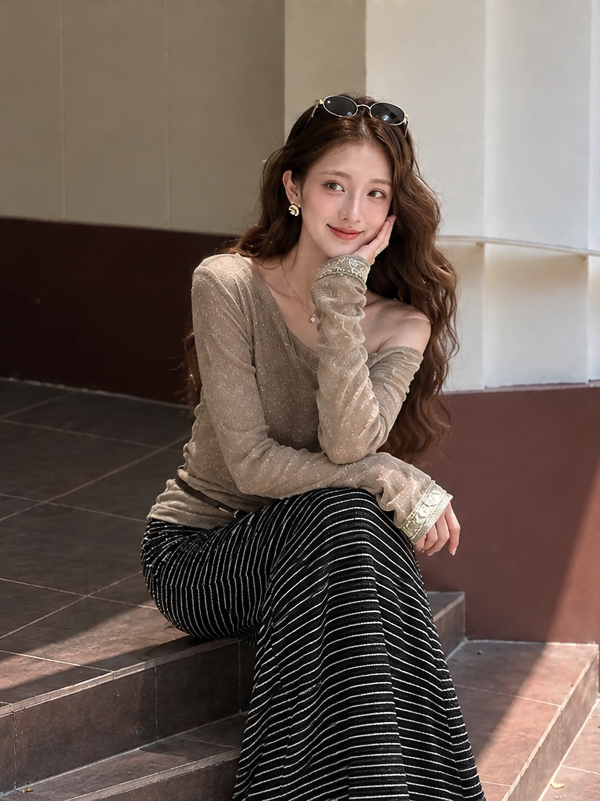 Elegant And Slimming Striped Fishtail Skirt