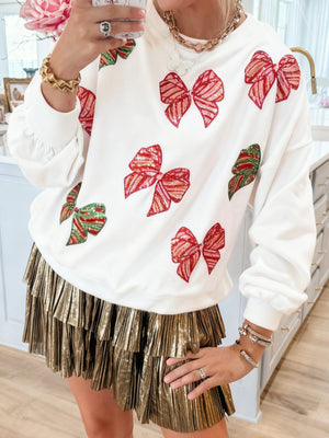Christmas Bow Sequins And Glitter Sweatshirts&Hoodies