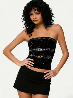Rhinestone-studded Beading Strapless