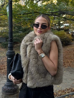 Faux Fur Short Warm Thick Vest Jacket