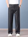 Faux Denim Straight-fit Loose-fit Anti-wrinkle Pants