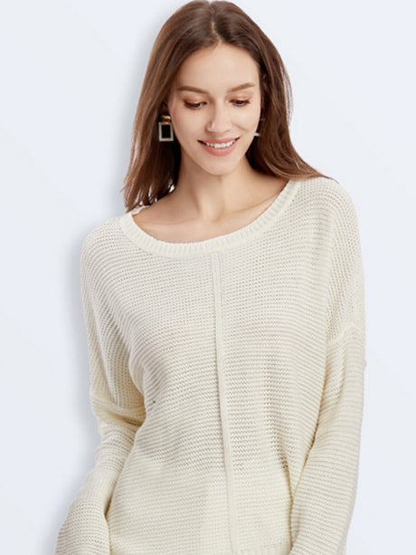Liber Autumn women's patchwork raglan sleeve knitted pullover mesh see-through top