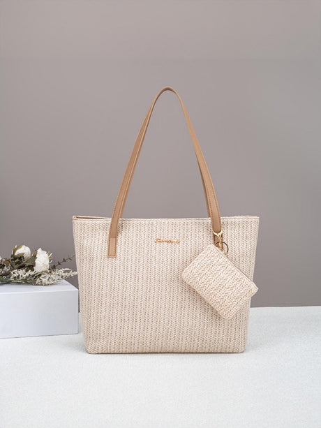 Solid Color Vacation Straw Tote Bag