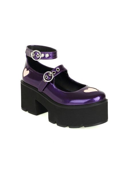Heart-shaped Platform Mary Jane Shoes