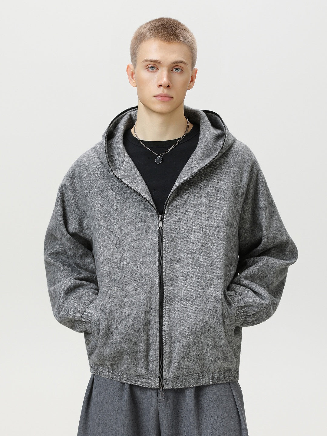 Liber Autumn Men's Solid Color Zipper jacket