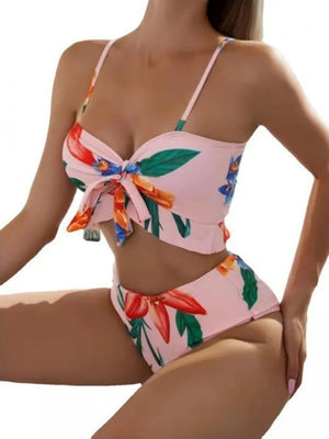 Floral Print Vacation Bikini Three-Piece Set