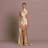 Halter Stand Collar Sleeveless Slit Formal Dress Parties Maxi Dresses