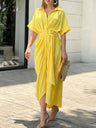 High-waisted Lapel Long Dress