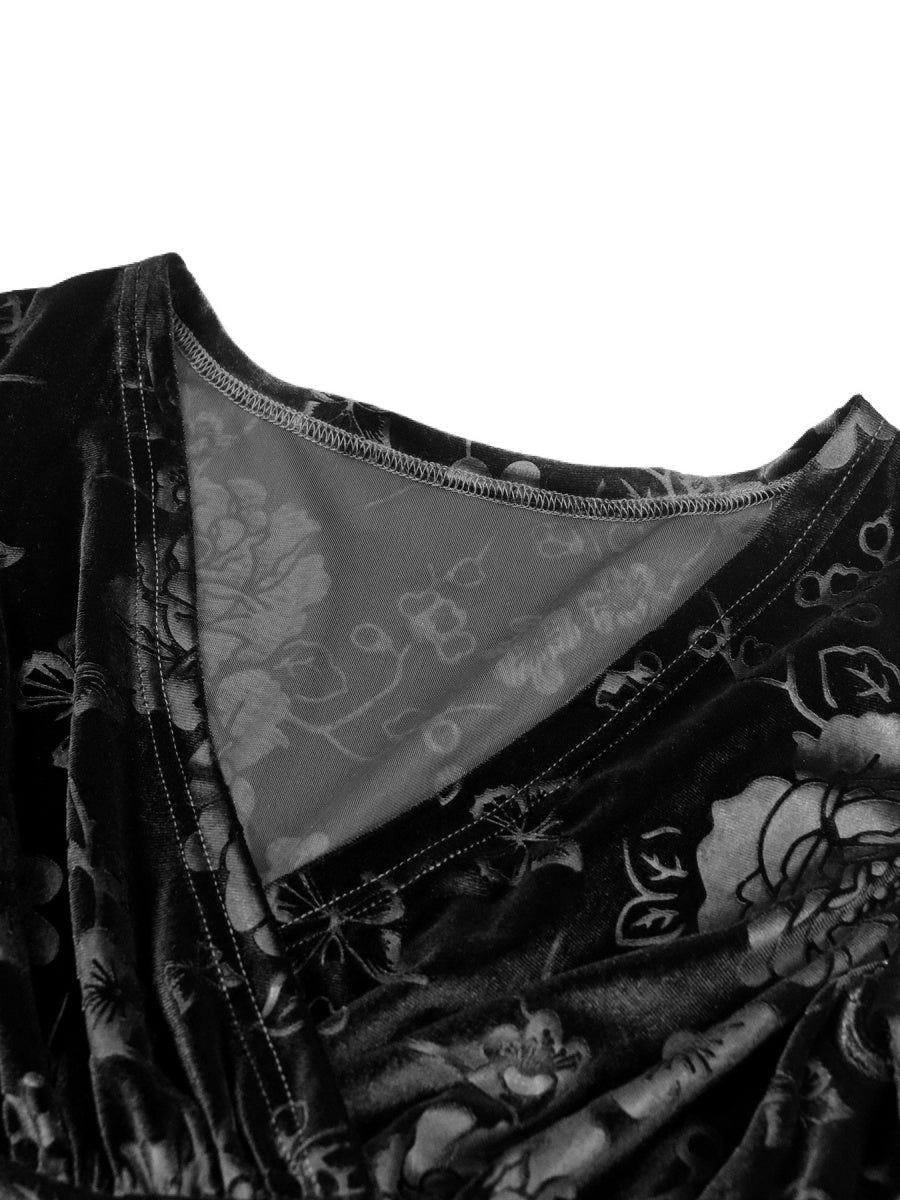 A-line Velvet V-neck Waist-length Dress