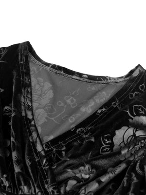 A-line Velvet V-neck Waist-length Dress