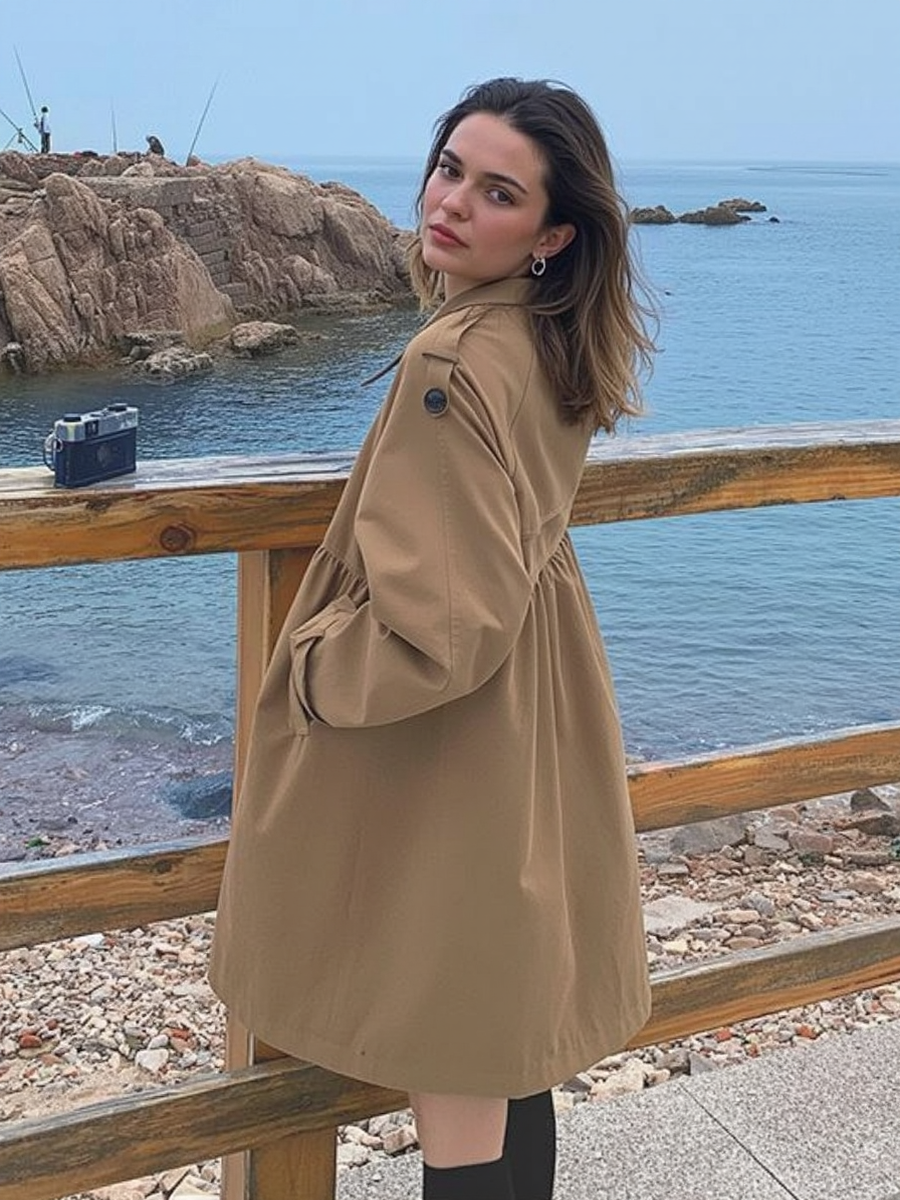 Leisure Double-breasted Loose Trench Coats