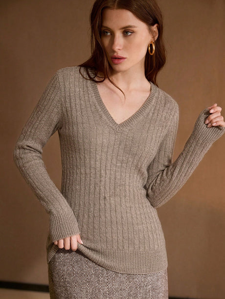 Superfine Merino Wool Cashmere Silk V Pullover Sweater