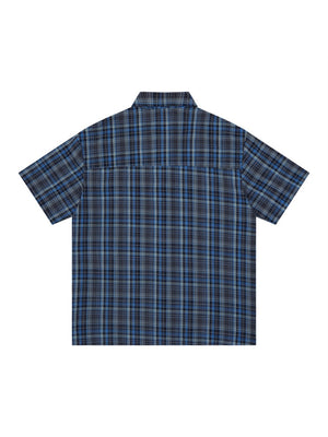 Color-blocked Patchwork Plaid Letter Printed Hip Hop Shirts