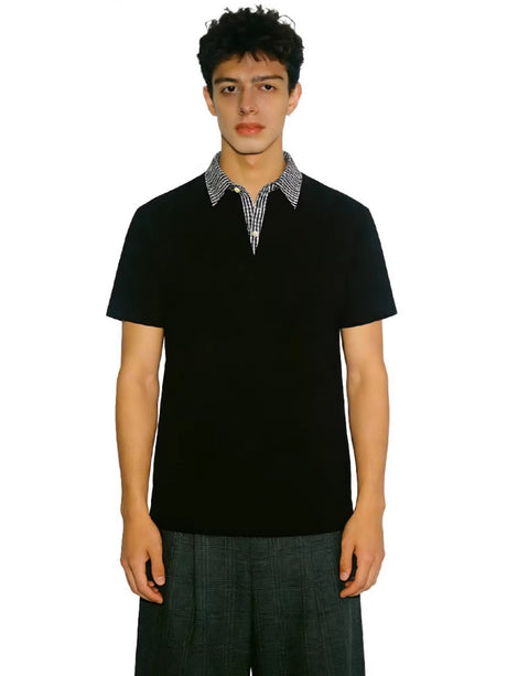 Plaid Beading Anti-wrinkle Cleanfit Polo Shirt