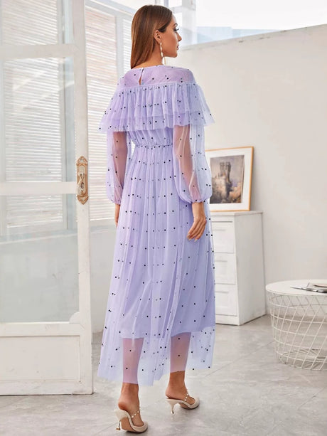 Mesh Polka Dots Maxi Dresses