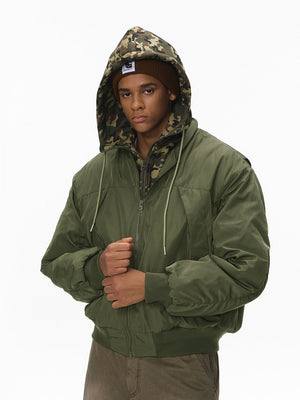 Removable Fake Two Pieces Cleanfit Hooded Baseball Uniform