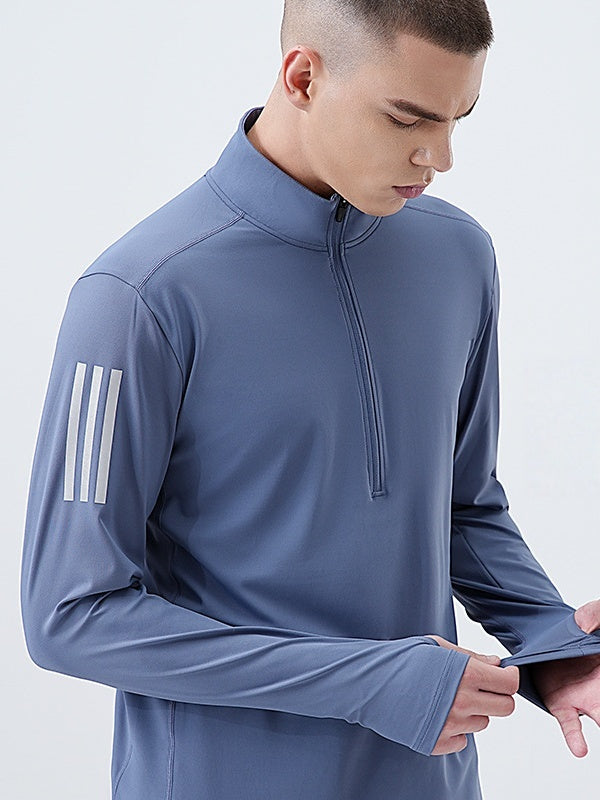Fitness High Elasticity Quick-drying Long Sleeve Running Cycling Train Stand Collar Half Zipper Sweatshirts