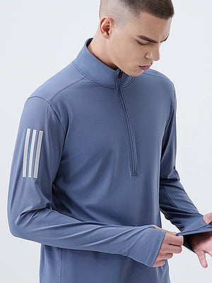 Fitness High Elasticity Quick-drying Long Sleeve Running Cycling Train Stand Collar Half Zipper Sweatshirts