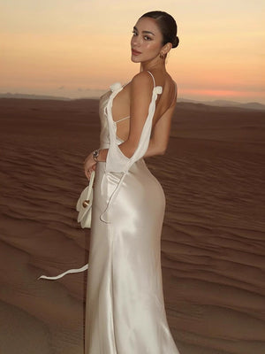 Sexy Suspenders Backless Formal Dress Long Dress