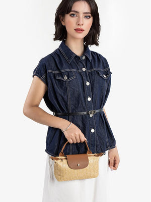 Vacation Patchwork Straw Crossbody Bag
