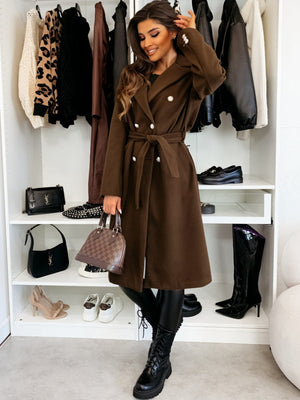 Long Lace-up Woolen Coat