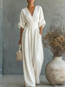 Waist-cinching V-neck Elegant Women's Jumpsuit
