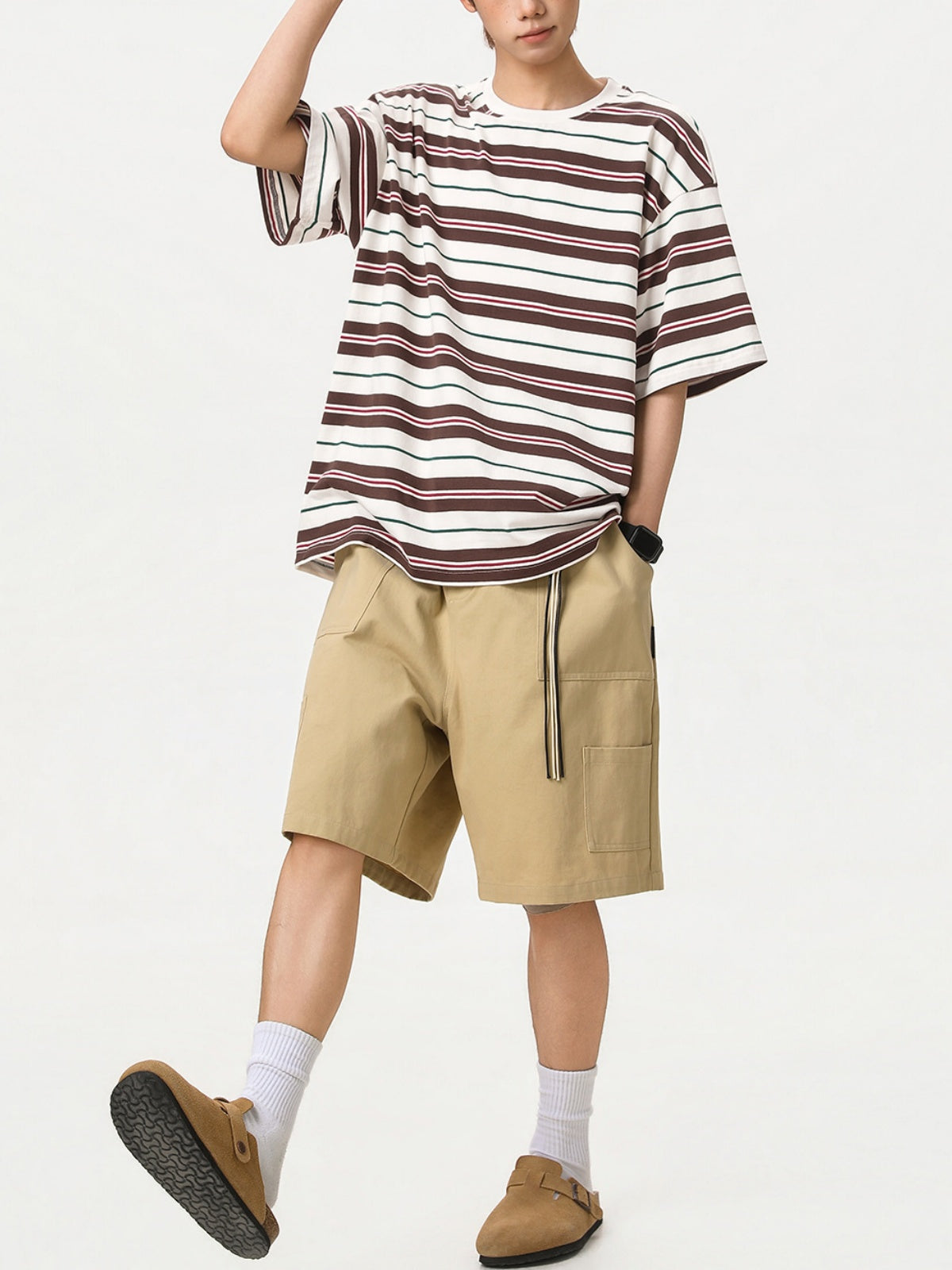 Color-blocked Stripes Loose-fit T-shirts