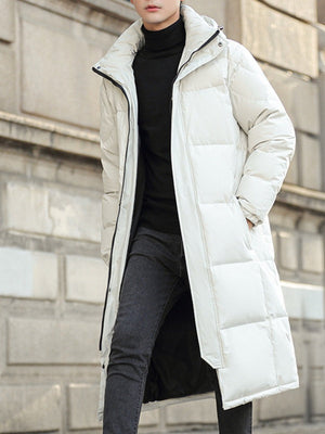 Manteau long à capuche et épais en duvet