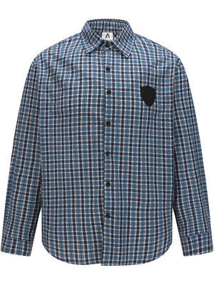 Liber Autumn Neutral wear Appliqué embroidery Plaid Shirts