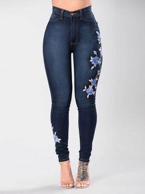 Applique Stretch High-waisted And Slimming Pencil Pants Jeans
